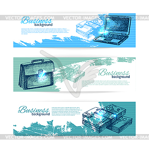 Banner set of business backgrounds - vector clipart