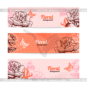 Vintage floral banners. rose - vector image