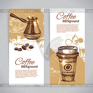 Banner set of vintage coffee backgrounds. Menu for - vector image