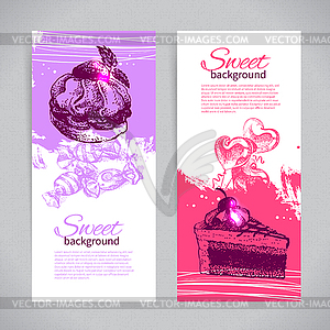 Banner set of vintage sweet backgrounds. Menu for - vector clipart