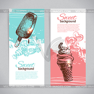 Banner set of vintage sweet backgrounds. Menu for - vector image