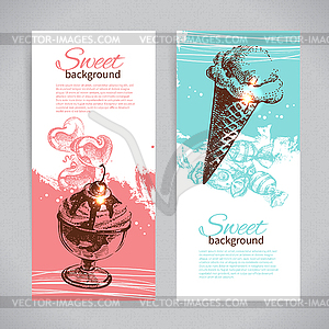 Banner set of vintage sweet backgrounds. Menu for - vector EPS clipart