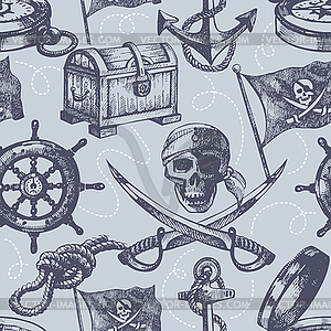 Pirate seamless pattern - vector image