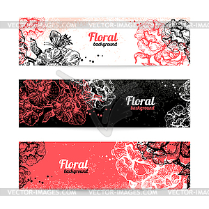 Banners with floral background. roses - vector image