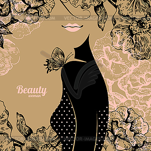 Beautiful girl silhouette. Vintage retro - vector image