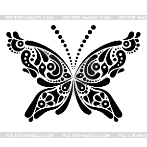 Beautiful butterfly tattoo. Artistic pattern in - vector clipart