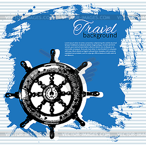 Travel vintage background. Sea nautical design. - vector image