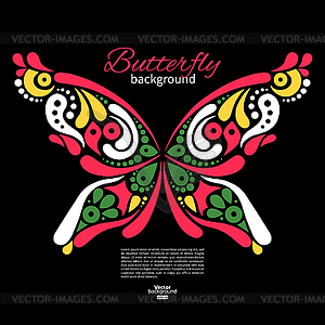 Background with beautiful butterfly. Tattoo - vector image