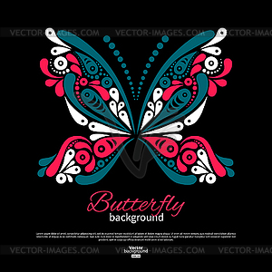 Background with beautiful butterfly. Tattoo design - vector clipart