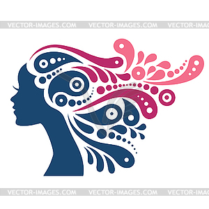 Beautiful woman silhouette. Tattoo of abstract - vector clipart