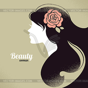 Vintage beautiful girl silhouette - vector clip art