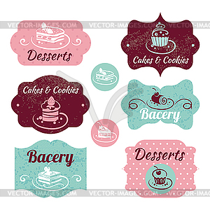 Set of vintage bakery labels. Vintage frames with - vector image