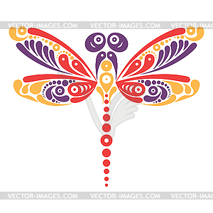 Beautiful dragonfly tattoo. Artistic pattern in - vector EPS clipart