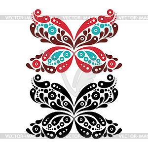 Beautiful butterfly tattoo. Artistic pattern in - vector image