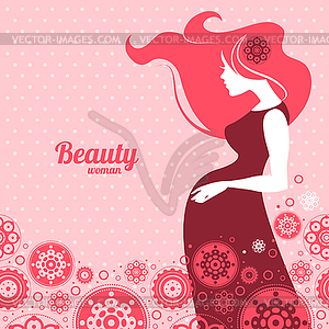 Background with silhouette of pregnant woman  - vector clip art