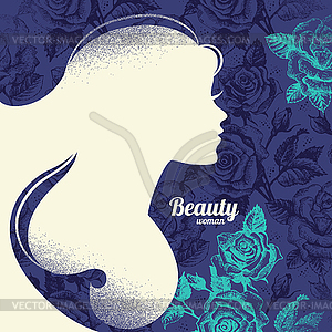 Beautiful girl silhouette. Vintage retro - vector clipart / vector image