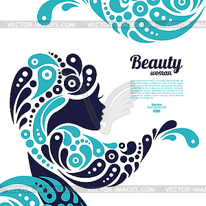 Beautiful woman silhouette. Tattoo of abstract - vector image