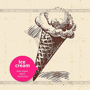 Vintage sweet ice cream background with color bubble - vector clipart