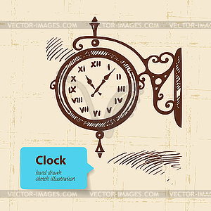 Vintage street clock - vector clipart