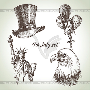 4th of July set. s of Independence Day - vector clipart