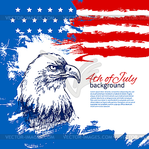 4 июля фон с американским флагом. - векторный клипарт EPS