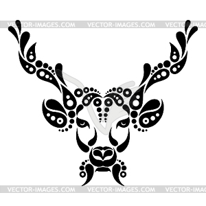 Deer tattoo, symbol decoration . Pattern in shape - vector clipart