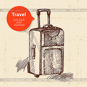 Vintage background with travel suitcase - vector clipart / vector image