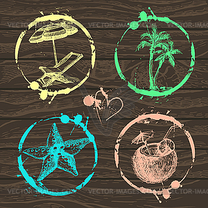 Travel and vacation stamp collection - for your - vector clipart