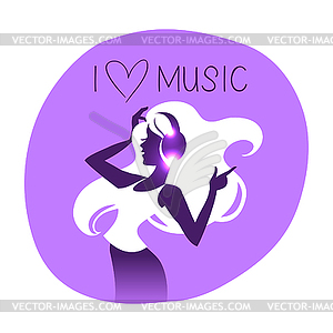 Disco background with dance girl silhouette - royalty-free vector clipart
