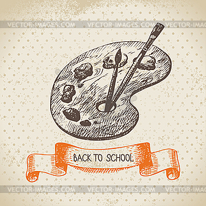 Vintage background with back to school illustr - vector clipart / vector image