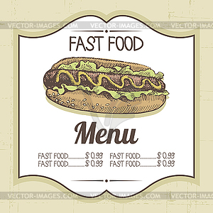 Vintage fast food background - vector clip art