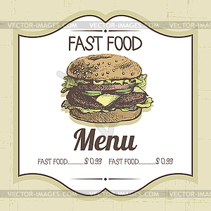 Vintage fast food background - royalty-free vector clipart