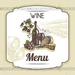 Урожай фон меню вина - стоковый клипарт