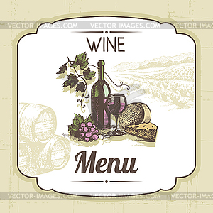 Vintage wine menu background - vector clipart