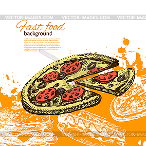 Vintage fast food background - vector clip art