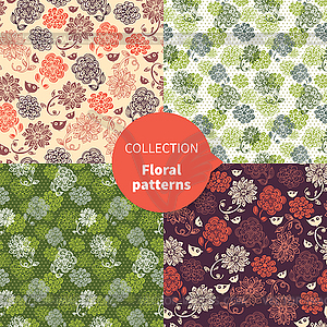 Seamless floral pattern set - vector image