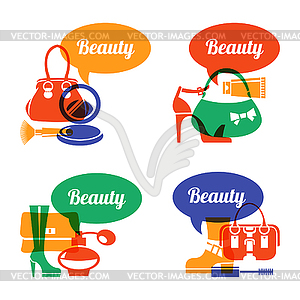 Set of fashion shopping icons. Sale elegant - vector clipart