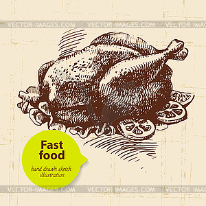 Vintage fast food background. . Menu desi - vector clipart