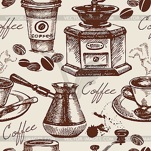 Vintage coffee seamless pattern - vector clipart