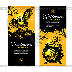 Набор векторных баннеров на Хеллоуин - векторное изображение
