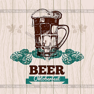 Oktoberfest vintage background. Beer . Me - vector clip art