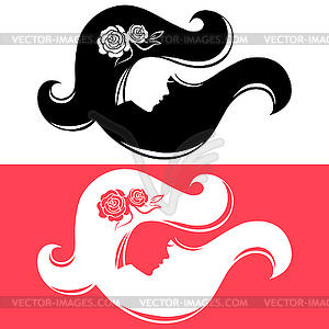 Set of beautiful girl silhouette - vector clip art