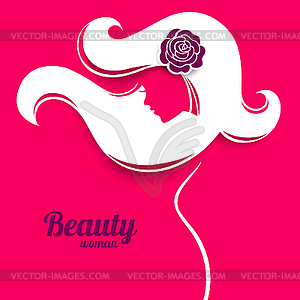 Applique background with beautiful girl silhouette - vector image