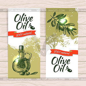 Banner set of vintage olive background splash - color vector clipart