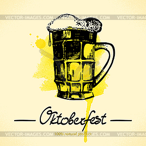 Oktoberfest with watercolor back - vector clipart