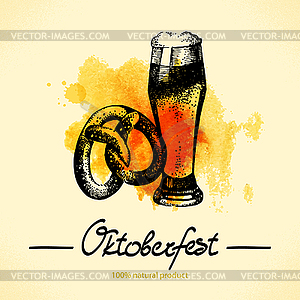 Oktoberfest with watercolor back - vector clip art