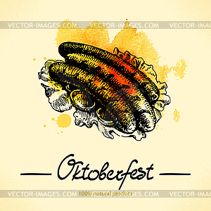 Oktoberfest with watercolor back - vector image
