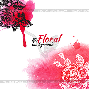 Floral watercolor background. rose s - vector clipart