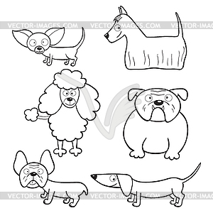 Coloring book with cartoon dogs - vector clipart