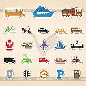 Colored Transport Icons - vector image